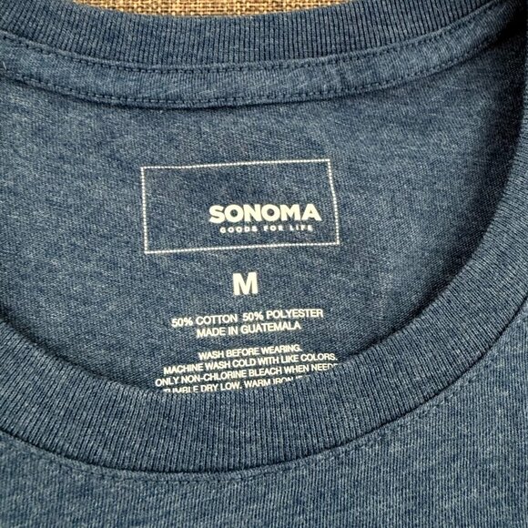 New! (2) Mens Sonoma Goods Essential Tee Shirt Blue & Gray Medium Cotton Blend - Picture 4 of 11